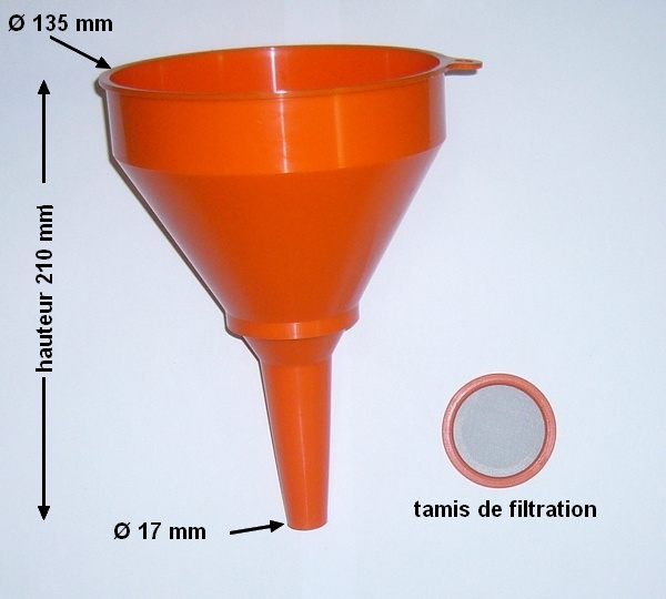 Entonnoir avec tamis de filtration clipsable 